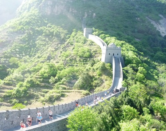 The first steps out onto the famous Wall following the long climb from the valley bottom.